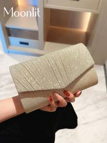 Moonlit EveBag Glamorous, Elegant, Exquisite, Quiet Luxury Sequin,   Mini Flap Envelope Bag  Evening Bag, Wedding Items - Gold - View 2