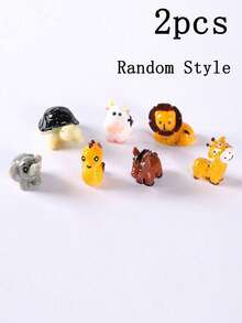 2Pcs Random Mini Animal Figurines, Cute Tiny Wildlife Statue Ornaments, Micro Landscape Decor For Moss Terrarium Fairy Garden, DIY Craft Accessory For Plant Pot Decoration, Lovely Collectible Desktop Display Pieces - Multicolor - View 10
