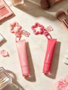 Lip Gloss Keychain Making Kit, Includes One Bear Pendant And One Star Keychain. The Keychain Is Decorated With A Bear Pendant. Also A Stylish Beauty Accessory. (Empty Lip Gloss Tube, Refillable.) - Multicolor - View 4
