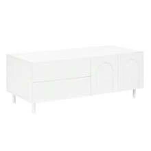 Living Room Set With TV Unit + Coffee Table, Furniture Set With Arched Doors, Particleboard + MDF Body, Furniture With Steel Tube Legs, Living Room Storage Combination - White - View 3