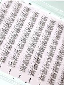 OBOVAY 100pcs Glue-Free False Eyelashes, 10/11/12mm Mixed Assortment, Natural Lazy 3-In-1 Devil Fish Scale Segmented Eyelashes, C Curl Single Cluster, High Density Suitable For Beginners, Eyelash Clusters, Single Cluster False Eyelashes, False Eyelashes - C - View 9