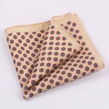 1pc Men's Suit Pocket Square, Formal Evening Dress Pocket Handkerchief, Vintage Printed British Minimalist Pattern Business Silk Scarf, Washable Reusable Square Portable Decoration - Multicolor - View 10