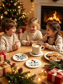 1pc Customized Personalized Christmas Letter-Shaped Ceramic Tray, Absorbent Drink Coaster, Customizable Name, Christmas Letter Design, Suitable For Beverages, Tea Cups And Coffee Cups, Home And Restaurant Decor, Essential Holiday Gift, Christmas Decoration, Fashion Design - Multicolor - View 3