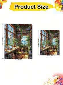 DIY Cozy Library Corner (8x12 / 16x20 Inches) Paint By Numbers Kit (Acrylic) Arts & Crafts For Adult Beginners, Relaxing Home Wall Decor, Study Room Aesthetic, And Unique Holiday Gifts - Sets - View 3