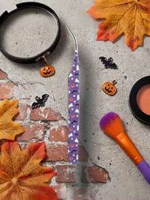 1pc Halloween Pumpkin Spider Web Slanted Tip Tweezers, Precise Nail Sticker Tool, False Eyelash Application Tool, Stainless Steel Pointed Eyebrow Tweezers, Beauty Tool, Holiday Gift, Hair Removal Tweezers - Multicolor - View 7