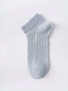 5 Pairs Men Cotton Ankle Socks, Mesh Vent Breathable Moisture‑Wicking Short Socks, Solid Color Ribbed Cuff Lightweight Casual Daily Socks For Summer - Multicolor - View 4