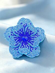 2/1pc Rhinestone Embellished Double Layer Five-Petal Flower Applique, Handmade Sew-On DIY Clothing Trim Accessory, Suitable For Shoes, Hats, Bags, Hair Accessories - Multicolor - View 4