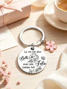 1PC/6PCS/12PCS/24PCS I Love You Aunt Portable Memorial Pendant, Creative Heartfelt Birthday Gift For Aunt - Silver - View 9