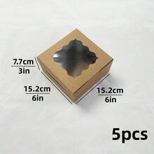 5pcs Square 6*6*3 Inch Transparent Window Gift Boxes, Foldable Cardboard Display Boxes For Desserts, Gift Packaging, Available In White, Kraft, Pink, Gold, Suitable For Halloween, Christmas Candy Packaging, Wedding, Birthday, Holiday And Small Gift Dessert Storage And Packaging - Multicolor - View 15