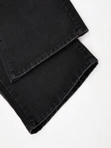 Teenager Loose Fit Casual Multi-Functional Denim Jeans With Pockets - Black - View 6