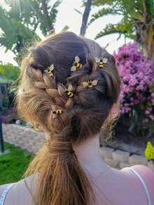 4 buah Jepit Rambut Lebah yang Lucu dan Elegan, Bando dengan Jepitan Samping, Aksesori Rambut Berkilau Kristal-Porselen Imitasi untuk Pesta, Pernikahan, dan Pemakaian Sehari-hari - Beraneka warna - View 5