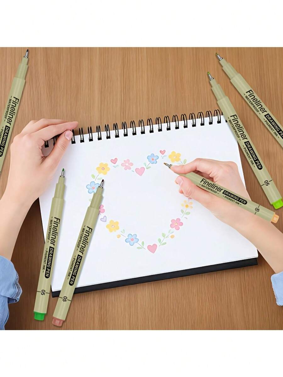 12-Color Fine Tip Pen Set - Lightweight And Durable Plastic Drawing Pens With Ink, Suitable For Line Art, Sketching, Journaling, Dot Painting, Manga Creation - Ideal Choice For Artists And Office Use - Perfectly Meets Professional Art Creation Needs - Multicolor - View 1