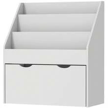Kinderboekenkast met meerdere opbergvakken, 3 planken en een lade, 62,5L x 30B x 70H cm, grijs - A - Bekijken 2
