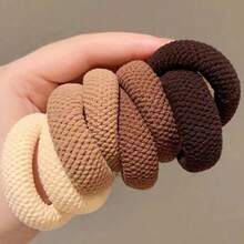 10pcs Mix Color High Elasticity Thickened Versatile Simple Scrunchies, Hair-Friendly (Random Color) Hair Ties Hair Rope - Multicolor - View 7