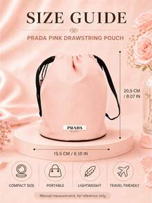 Prada Pink Drawstring Storage Bag, 15.5cm Wide X 20.5cm High, 1pc, Soft And Lightweight Fabric, Drawstring Closure, Suitable For Storing Makeup And Miscellaneous Items For Outings, Gift For Friends And Family - Pink - View 12
