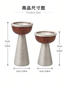 1pc Rustic Silver Hammered Candle Holder, Farmhouse Table Centerpiece For Living Room Dining Mantel Home Decor - Silver - View 4