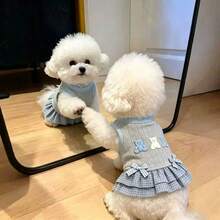 1pc Grey Pet Dress, Casual Breathable Cute Cat/Dog Vest With Bow, Suitable For Teddy Poodle And Other Small Pet Clothing - Grey - View 14