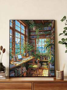 DIY Cozy Library Corner (8x12 / 16x20 Inches) Paint By Numbers Kit (Acrylic) Arts & Crafts For Adult Beginners, Relaxing Home Wall Decor, Study Room Aesthetic, And Unique Holiday Gifts - Sets - View 4