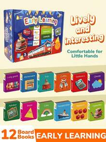 beartale 12 Pcs Early Learning Toddler Board Books Set, First Words Preschool Educational Reading Toy Books Box For Baby Boys Girls, Montessori Toy, Alphabet Numbers Colors Shapes Animals Cognition Board Books Set, Birthday Gift,Early Learning Toys, Christmas - Multicolor - View 2