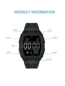 TOMI Square LCD Digital Electronic Watch, Square Large Screen Digital Dial, Silicone Strap, Multi-Function Sports Student Wristwatch, Multiple Colors Available, Daily Wear, Holiday Gift - one-size - View 11