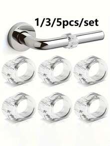 1/3/5/10pcs O-Shaped Door Handle Protector Pads Set, Transparent Anti-Collision Pads, Metal And Rubber Design, Prevent Door And Wall Damage, Noise Reduction, Suitable For Doors, Windows And Walls, Easy Installation - Multicolor - View 2