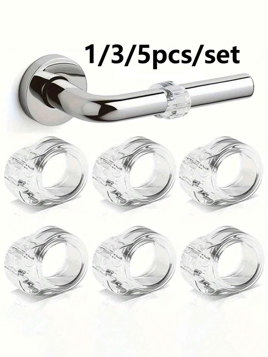 1/3/5/10pcs O-Shaped Door Handle Protector Pads Set, Transparent Anti-Collision Pads, Metal And Rubber Design, Prevent Door And Wall Damage, Noise Reduction, Suitable For Doors, Windows And Walls, Easy Installation