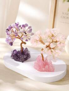 1PC Healing Natural Crystals Stones Money Tree Home Office Desk Living Room Feng Shui Decoration For Luck Home Decor Resin Base K001 - Decoration - View 4
