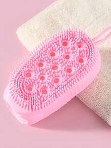 Silicone Bath Brush, Pink, 1pc, Suitable For Sensitive Skin, Unisex, Suitable For All Skin Types, Rich Foam, Can Clean Makeup Brushes - Pink - View 9