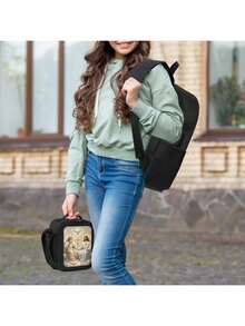 3pcs Set Pencil Case, Lunch Bag, Backpack, Outdoor Fashion Backpack, Travel Bag, Adjustable Shoulder Strap Backpack - Gold - View 6