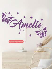 Custom Designed Classic Butterfly & English Letter Wall Decals, Suitable For Bedroom, Living Room, Study And Dining Room Decoration, Self-Adhesive Removable PVC Wall Stickers - Multicolor - View 8