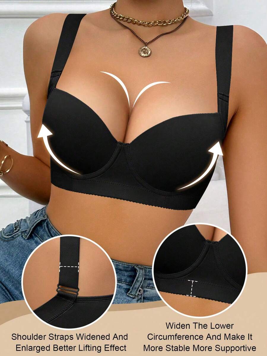 Peach Girl Black Comfortable Bra, Women's Underwear, Lift And Support Bra, Suitable For Daily Wear, All Day Comfort