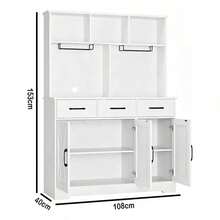 Alacena Gabinete De Madera Blanco Con 3 Cajones Y 3 Puertas - Blanco - Ver 10