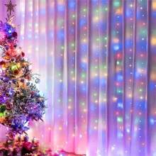 Lampu Hias Tirai LED 3/6m Bertenaga Baterai AA 8 Mode Lampu Hias Peri Dekorasi Natal untuk Kamar Tidur dan Rumah - Lampu tirai kotak baterai AA - View 19