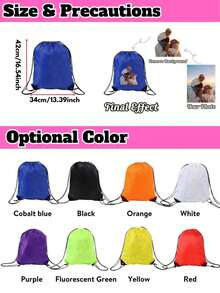 1pc Customizable Logo Drawstring Backpack, Personalized Photo Drawstring Bag, Lightweight Drawstring Bag, Drawstring Gym Bag, Swimming Bag, Beach Bag, Suitable For Outdoor/Hiking/Sports, Back To School Sports Backpack, Ideal Gift For Him/Her - Multicolor - View 3
