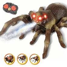 RC Moving Spider With Spray Function – Wireless Remote Control Toy For Kids, Perfect For Pranks And Halloween Decorations, Realistic Movement And Bright LED Eyes - Brown - View 7