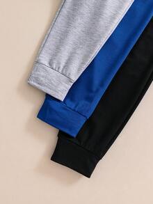Tween Boy Letter Print Elastic Waist Sweatpants - Multicolor - View 5