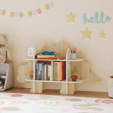 Kinderboekenkast, opbergmeubel voor speelgoed en boeken, 6 vakken, 120x28x72,2 cm, naturel hout - A - Bekijken 4
