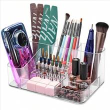 1 Set Multi-Function Nail Art Tool Storage Box, Large Capacity Divided Storage Box, Transparent Plastic Organizer, Suitable For Nail Art Tools, Skincare Products And Small Tools Storage, Home Organization Storage Box, Professional Nail Art Tool Organizer, Nail Artist Workbench Storage Box, Suitable For Autumn Promotion And Christmas Events - Multicolor - View 12