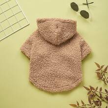 1pc Teddy Fleece Cute Pet Jacket Zipper Front Cat Dog Outdoor Coat Autumn Winter - Mocha Brown - View 4