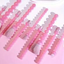 10pcs Pink Round Makeup Brushes + 3 Powder Puffs Full Set - Perfect For Blending Foundation, Blush, Contour And Kabuki Brush - Fresh And Flawless Basic Beauty Tools For Applying Liquid Foundation, Face Mask, Cream And Other High-End Makeup, Suitable For All Skin Types, Fragrance-Free - Multicolor - View 8