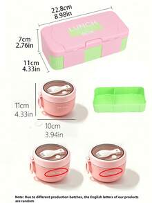 SEAL LOCK Bộ 3 món hộp cơm bento nhiều ngăn dung tích lớn + bát đựng canh kín + túi đựng giữ nhiệt kèm bộ dụng cụ ăn, hộp cơm chống rò rỉ cho nhân viên văn phòng, học sinh, dã ngoại ngoài trời, ngăn không mùi - Nhiều màu - Xem 10
