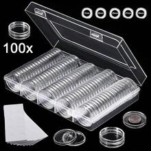 100 PCS Coin Capsules Holder 30MM 5 Sizes Transparent Plastic Coin Storage Box Organizer Case Container Foam Gasket For Commemorative Coin Collection Display - A - View 1