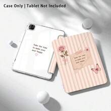 Pink Striped, Rose Flower And Other Pattern Painted Effect Honor Tablet Protective Case, Suitable For Honor 8/9/10/X8/X8A/X9/X8Pro/X9A/ MatePad Se 11 Inch/MatePad 11 Inch/11.5 Inch, MatePad Pro, Matepad 11.5 2025/, Apple 8/9/10th/11th Gen 2025 (A16)/ Galaxy Tab A7/A9 - Multicolor - View 3