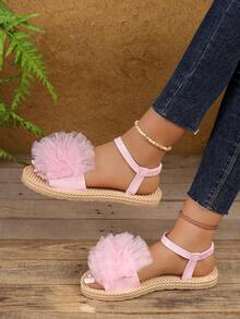 Women's Mesh Daily Versatile Fashion Flat Sandals - Baby Pink - View 5