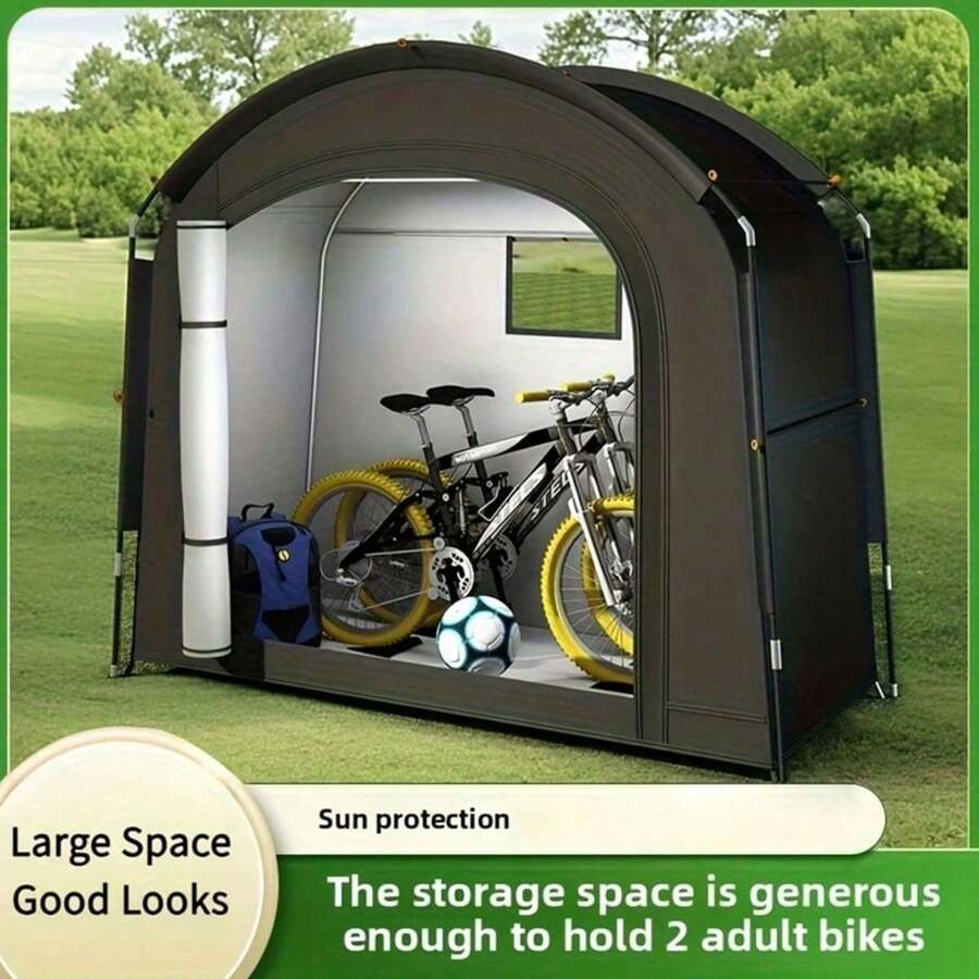 [Fits 2-3 Bicycles] Extra Large Outdoor Bicycle Cover Tent - UV Protection, Fits 2-2 Bicycles, Portable & Foldable, Suitable For Garage/Garden Storage - Universal - View 1