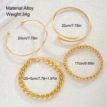 New European & American Cross-Border Mirror Bead Open Cuff Bracelet, Minimalist Unique, Exaggerated, Light Luxury, High-End Feel - Geometric Bracelet Set, 4 Pieces, 6362401HB - View 2