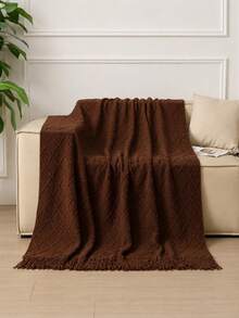 1pc Retro Diamond Grid Textured Knit Throw Blanket, Soft & Comfortable For All Seasons, Suitable For Sofa, Bed, Travel, Home Decor - Mixed Geometric Pattern, Acrylic Fabric - Multicolor - View 16