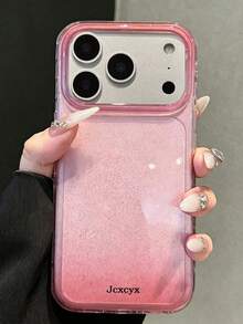 Luxury Candy Color Letter Label Shiny Translucent Phone Case, Suitable Compatible With Iphone 18 Pro Max 18 Pro 17 Pro Max 17 Pro 16 Pro Max 15 14 Pro Max 13 Pro Max 14 Plus 17 Air 12 Pro 11, Soft Glitter Protective Shell - Red - View 3