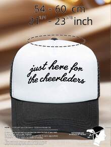 1 PC Men's "Just Here For The Cheerleaders" Printed Hat, Adjustable, UV-Protective, Ideal For Hiking, Mountain Climbing, And Travel - Multicolor - View 9