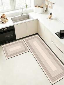 1pc Earth-Toned Geometric Pattern Kitchen Mat, 3.5 Mm Soft Rubber That Absorbs Water And Is Easy To Clean. Suitable For Corridors, Bathrooms, Living Rooms, Outdoor Door Mats, And Toilets. Useable Throughout The Year And For Various Holidays. - Multicolor - View 8